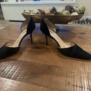 Manolo Blahnik Black Satin CORSAY  Heels